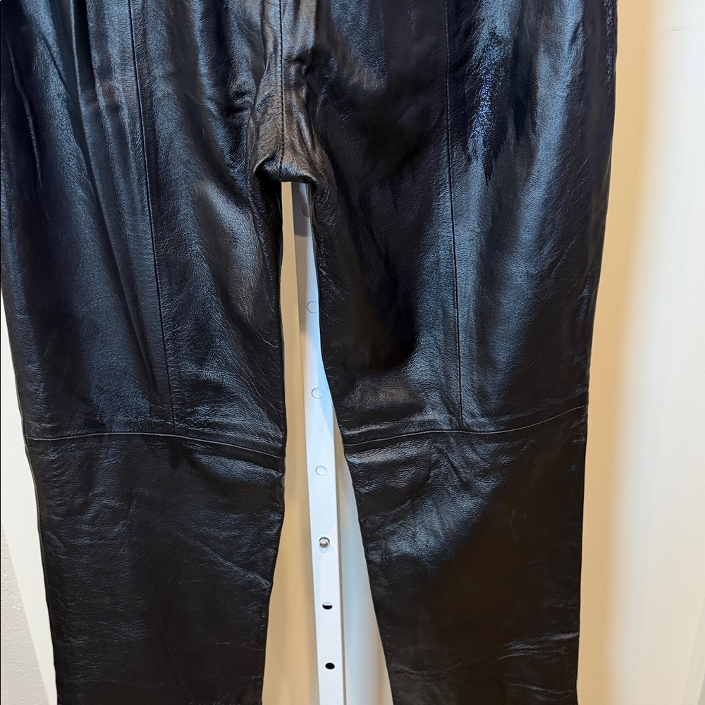 CLIO 100% Genuine Leather Straight-Leg Trousers Fully Lined | Size 8 (M-L) EUC - Picture 7 of 10